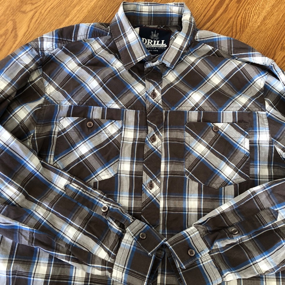 Buy 1 Get 2 Drill Slim fit stretch white large and Alfani blue shirt cotton - Picture 3 of 11